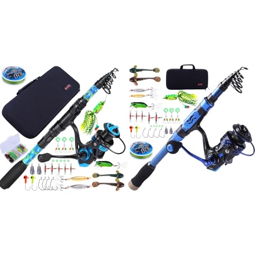 Sougayilang Fishing Rod and Reel Combos - Carbon Fiber Telescopic Fishing Pole - Spinning Reel 12 +1 BB with Carrying Case...