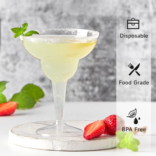 Kucoele 24 Pack Plastic Margarita Glasses, 12oz Disposable Cocktail Glasses Clear Party Cups for Wine, Champagne, Martini