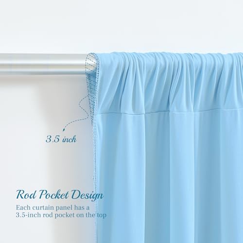 8x10FT Baby Blue Backdrop Curtains for Wedding Parties, Wrinkle Free Polyester Photography Backdrop Drapes for Baby Bridal...
