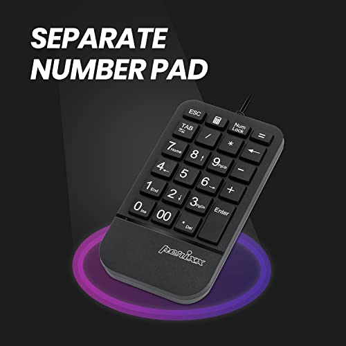 Perixx PERIDUO-606A, 3-in-1 Wireless Compact Ergonomic Keyboard with Vertical Mouse and Numeric Keypad - Adjustable Palm R...
