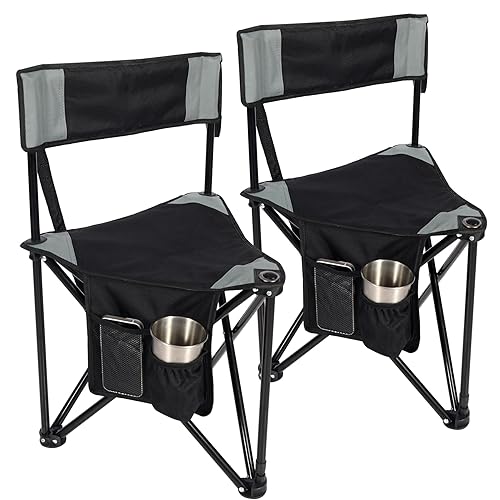 REDCAMP 2 Pack Tripod Camping Chairs Folding Lightweight, Portable 3 Legged Tripod Stool Seat with Backrest, Small Golf Ch...