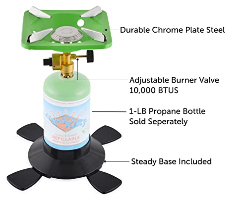 Flame King YSNVT-508 Portable BottleTop Camping Stove with Stable Lightweight Base Stand, Great for Outdoor Cooking, Backp...