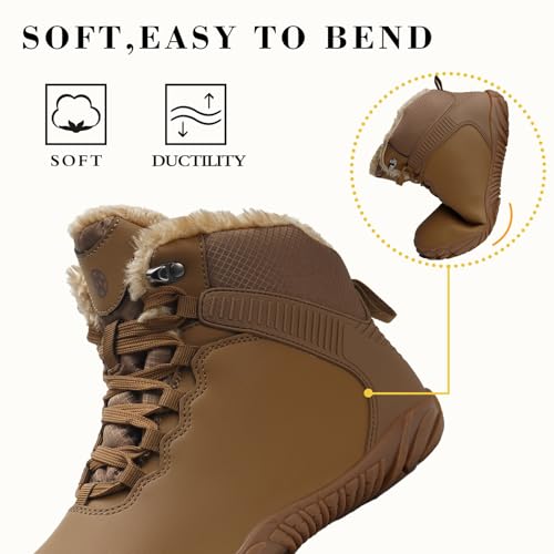 Eagsouni Womens Mens Barefoot Boots | Waterproof Winter Snow Boots | Warm Ankle Booties with Arch Support | Wide Width Hik...