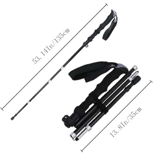 Trekking Poles 2-Pack 100% Carbon Fiber Ultralight 7.6oz, Collapsible Anti-Shock Hiking Poles with Tungsten Carbide Tips &...