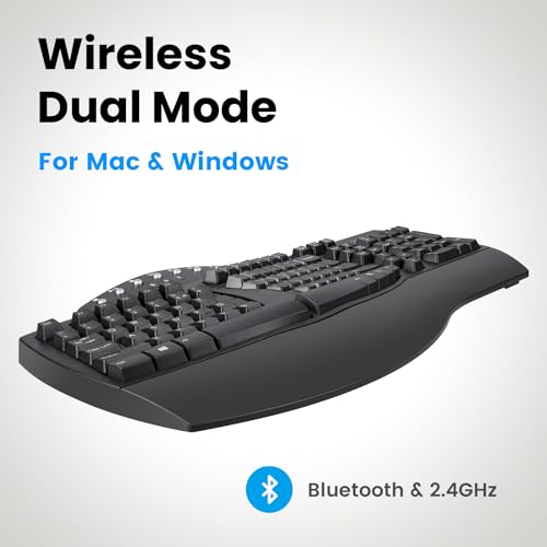 Perixx Periboard-612B Wireless Ergonomic Split Keyboard with Dual Mode 2.4G and Bluetooth Feature, Compatible with Windows...