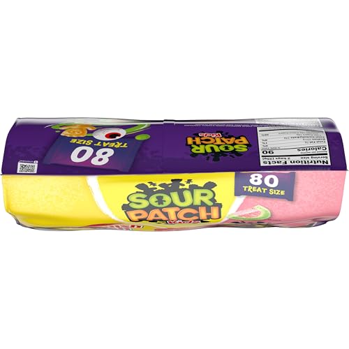 SOUR PATCH KIDS and SWEDISH FISH Mini Soft & Chewy Halloween Candy Variety Pack, Bulk Candy, 80 Trick or Treat Bags