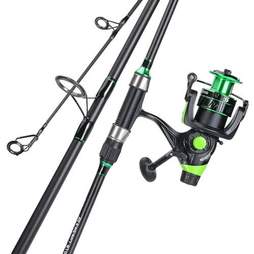 Sougayilang Surf Fishing Rod Combo IM8 Carbon 3 Piece Travel Spinning Rod with 4000 Size Spinning Reel (9'/10'/11'/12')
