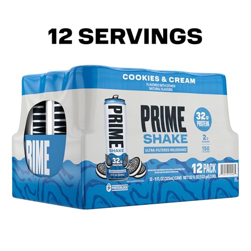 PRIME Protein Shake, Cookies & Cream, 32g Protein for Muscle Support & Recovery, Ultra-Filtered Milk, Lactose Free, Low Su...