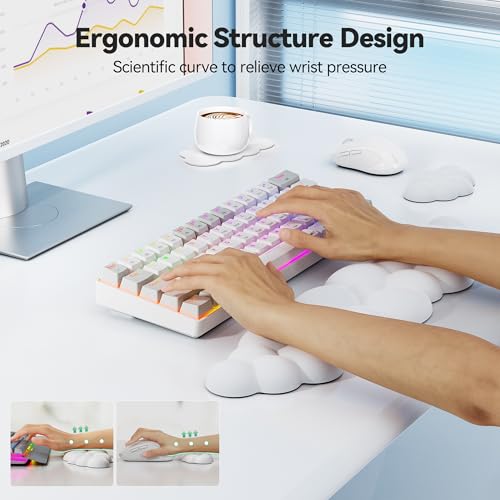 TECKNET Cloud Keyboard Wrist Rest Set, Cloud Wrist Rest with Non-Slip Base, PU Leather Wrist Pad for Keyboard with Ergonom...