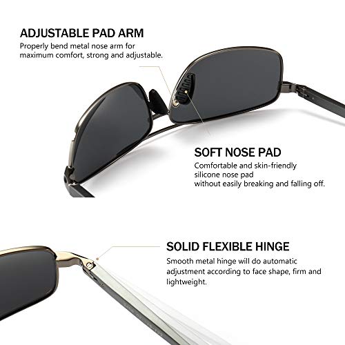 SUNGAIT Ultra Lightweight Rectangular Polarized Sunglasses UV400 Protection