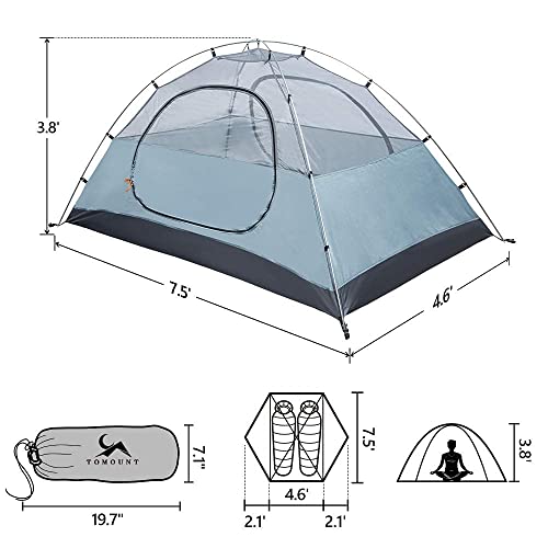 MC TOMOUNT Backpacking Tent 1-2 Person Waterproof Lightweight Double Layer Free-Standing Aluminum Pole for Outdoor Camping...