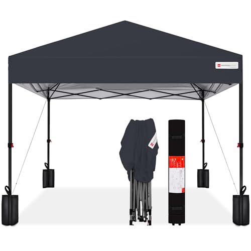 Best Choice Products 10x10ft 1-Person Setup Pop Up Canopy Tent Instant Portable Shelter w/ 1-Button Push, Case, 4 Weight B...