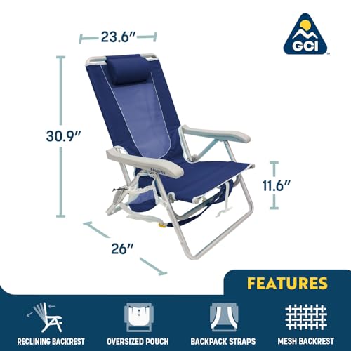 GCI Outdoor Backpack Beach Chair | Reclining Folding Chair with Durable Armrests, Drink Holder & Carry Straps, Perfect for...