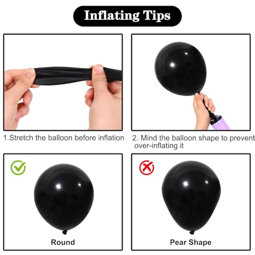 APLANET 150pcs Black Balloons Different Sizes 18 12 10 5 Inch, Latex Balloons for Black Themed Birthday Wedding Baby Showe...