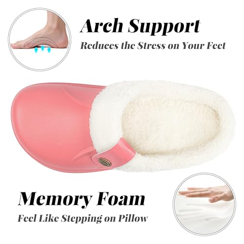 ChayChax Women and Men Fur Lined Clogs Memory Foam Warm Fuzzy Slippers Winter Waterproof Indoor Outdoor Slipper