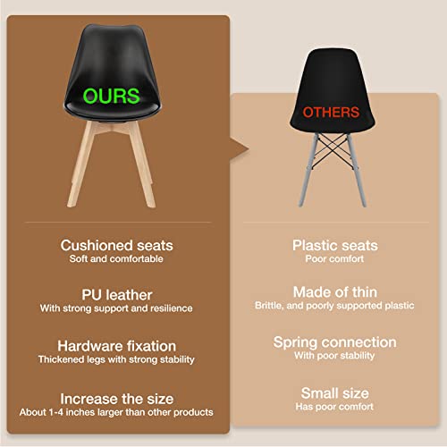 OLIXIS Set of 4 Dining Kitchen Mid-Century Modern Chairs with Wood Legs and PU Leather Cushion for Living Room Bedroom Out...