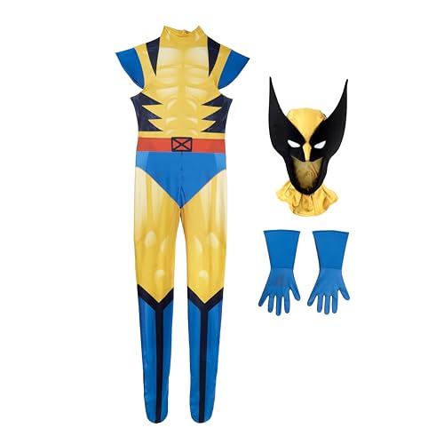 MARVEL Wolverine Official Adult Deluxe Zentai Halloween Costume-Deluxe Two-Way Stretch Spandex Suit with Gloves and Claws