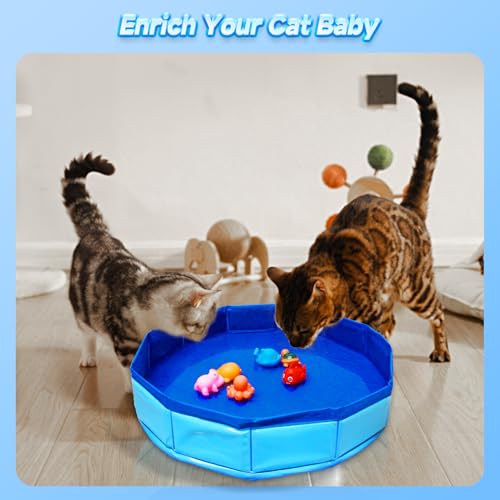 Eelexa Portable Cat Pool Toy with 6 Fish-Shaped Water Toys, Interactive Splash-Proof Indoor Cat Toys for Boredom Relief, S...