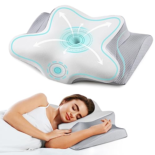 Cervical Neck Pillow - Ergonomic Side Sleeper Pillow for Pain Relief, Contour Cervical Pillow for Sleeping, Memory Foam Pi...