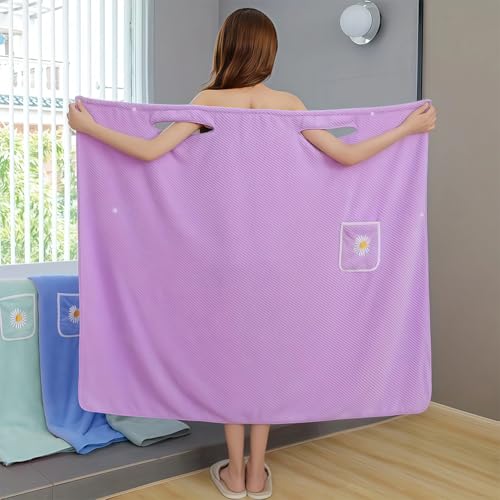 Women’s Soft Wrap Towel, Wearable Bath Robe Super Absorbent & Quick Dry Spa Bathrobes Lightweight for Sauna Beach Pool(39"...