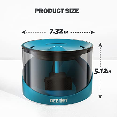 DEEIPET Cat Water Fountain, 74oz/2.2L Ultra Quiet Automatic Water Dispenser for Cats Dogs with Colorful LED Indicator, Wat...