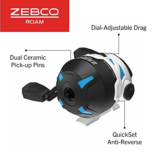 Zebco Roam Spincast Reel and Fishing Rod Combo, 6-Foot 2-Piece Fiberglass Fishing Pole with ComfortGrip Handle, Quickset A...