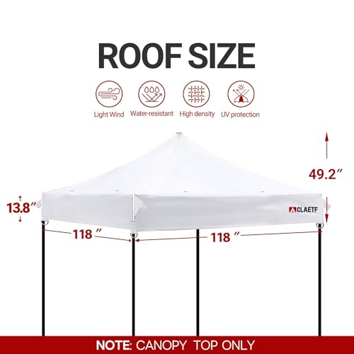 CLAETF 10x10 Canopy Replacement Top,Pop Up Canopy with 8 Drainage Holes,Canopy Tent Top Cover for Outdoor,Garden,Patio,Pav...
