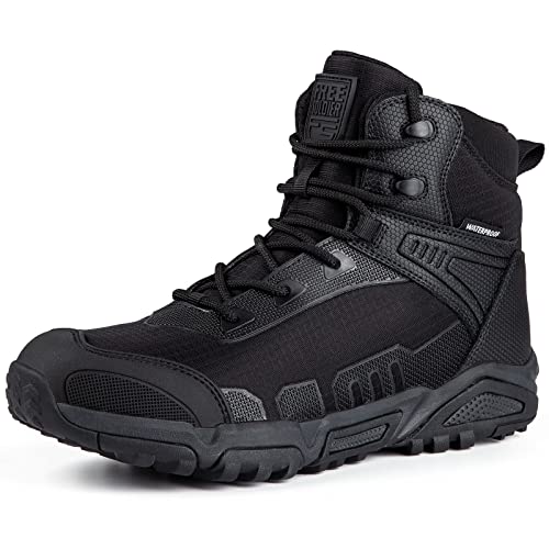 FREE SOLDIER Men's Waterproof Tactical Work Boots Lightweight Comfortable Combat Hiking Boots