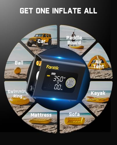 Fanttik X9 Cross 4X Portable Tire Inflator, Paddle Board Pump | Max 75PSI with Auto-Off, Deflation | Air Pump with Light a...