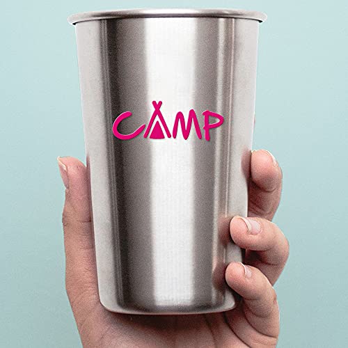 Camp with Tent (Pink) (Set of 2) Premium Waterproof Vinyl Decal Stickers for Laptop Phone Accessory Helmet Car Window Mug ...