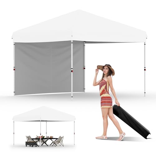 Garvee 10x10 Pop Up Canopy with One Button Push Setup - Heavy Duty Outdoor Canopy Tent with Portable Roller Bag - 3 Adjust...