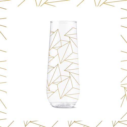 TOSSWARE POP 9oz Flute Festive Cheers Series, SET OF 6, Premium Quality, Recyclable, Unbreakable & Crystal Clear Plastic P...