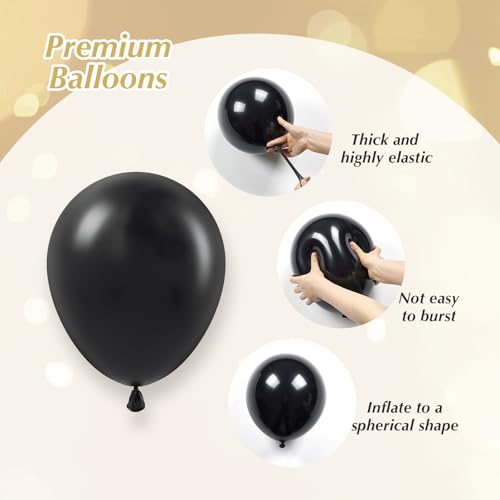 Black and Gold Balloons, 60pcs 12inch Black Metallic Gold Confetti Balloons for Graduation 2025 Anniversary Birthday Party...