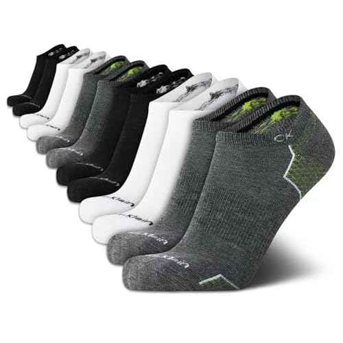 Calvin Klein Mens No Show Socks - 12 Pack Lightweight Breathable Cushioned Athletic Low Cut Socks for Men