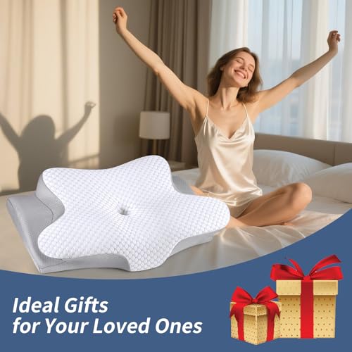 Cervical Neck Pillow for Sleeping - Ergonomic Side Sleeper Pillow for Pain Relief, Contour Cervical Pillow for Neck Suppor...