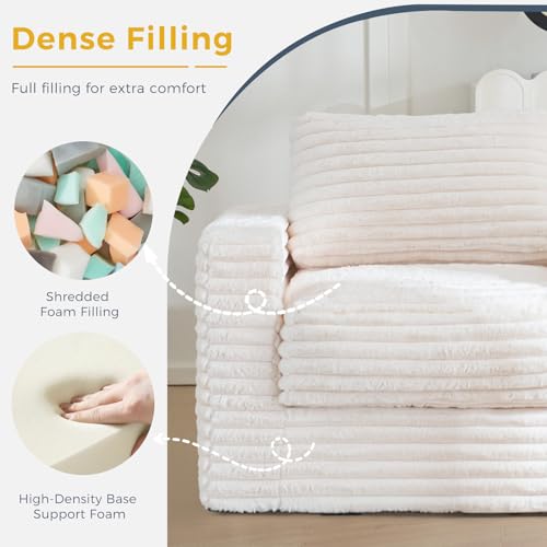 MAXYOYO Giant Bean Bag Chair for Adults, Upholstered Floor Sofa with Pillows and Armrests, Large Bean Bag Sofa Plush Chair...