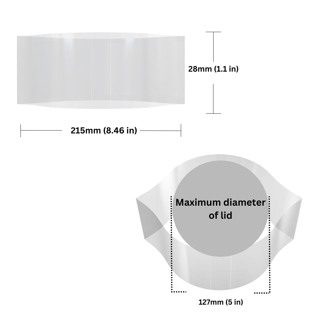 Supplement and Supply 215 x 28 mm Clear Perforated Shrink Band for Tubs, Containers, Large Canisters and More. [Compatible Diameter: 5"] - Bundle of 500
