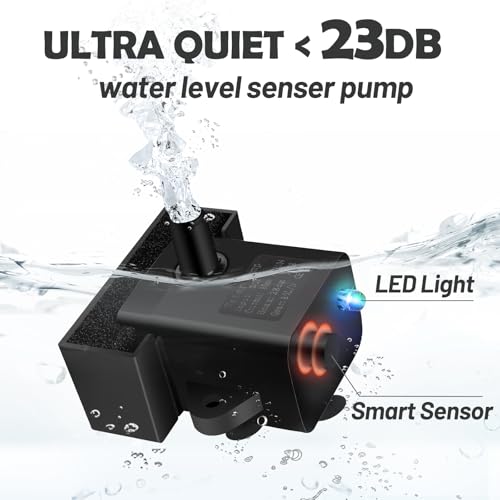 DEEIPET Cat Water Fountain, 74oz/2.2L Ultra Quiet Automatic Water Dispenser for Cats Dogs with Colorful LED Indicator, Wat...
