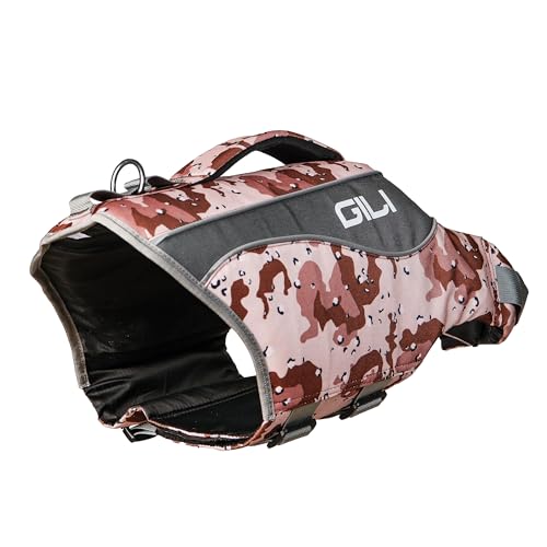 Gili Dog Life Vest Jacket Flotation (Desert Camo, Medium)