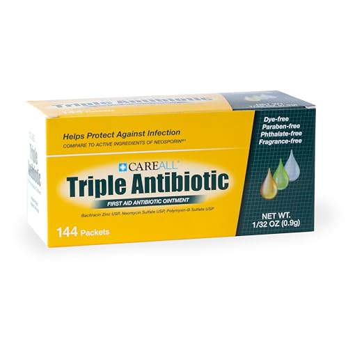 CareAll Triple Antibiotic Ointment (144 Pack), 0.9gr Foil Packet. First Aid Ointment That Prevents Infection in Minor Cut...