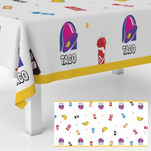 GZBJMYGS Cartoon Taco Tablecloths Burrito Beverage Mexican Taco Quesadilla Print Table Cover Supplies for Baby Shower Birt...