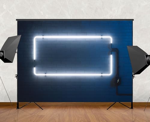 Photography Backdrop Photography Background Stylish Modern White neon Light Frame 3D for Photoshoot Portrait Photo Studio ...