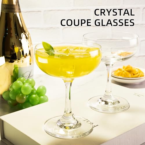 HAKEEMI Champagne Glasses Set of 12-7oz Elegant Coupe Glasses, Crystal Cocktail Glasses for Martini, Champagne, Desserts, ...