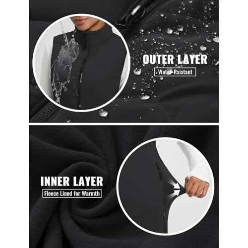 baleaf Running Vest for Women Long Puffer Fall Coat Sleeveless Jacket Outerwear Winter Warm Fleece Hybrid Lightweight