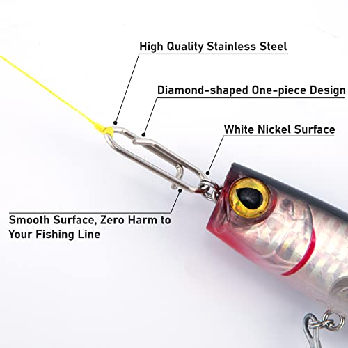Alwonder 50-Pack Fishing Power Speed Clips, High Strength Stainless Steel Speed Clip for Fishing Lure Quick Change, Freshw...
