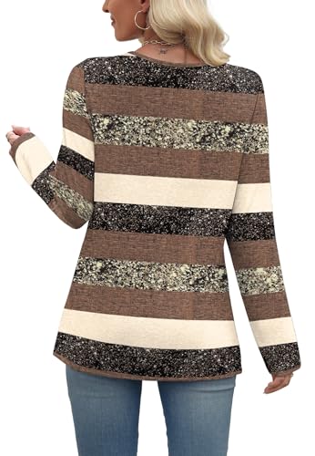 WIHOLL Long Sleeve Shirts for Women Fall Outfits V Neck T Shirts Button Down Tunic Tops Fashion Clothing
