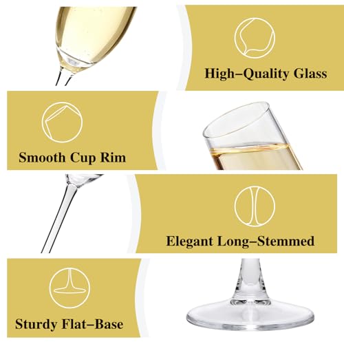 Champagne Flutes 7.5oz, Champagne Glasses Set of 6,Unique Gift for Birthday, Wedding, Anniversary, Wedding Toasting Glasse...