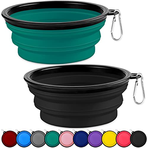 Collapsible Dog Bowls-2 Pack Large Size for Large/Medium Dogs, Pet Travel Water Bowl, Dogs Cat Portable Water Bowl, Dog Pe...
