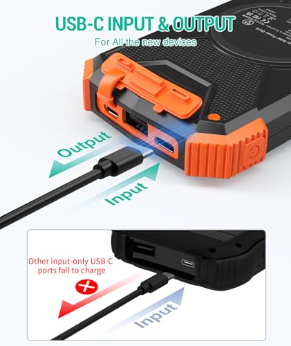 BLAVOR Solar Power Bank 10,000mAh, Portable Wireless Charger, 20W Fast Charging External Battery Pack with USB C for Cell ...