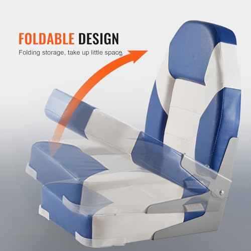 VEVOR 2-Pack 21.85" High Back Boat Seat with Thickened Sponge Padding and Hinge, Fold-Down Boat Captain Chairs, Easy to Store, Ideal for Fishing, Sightseeing